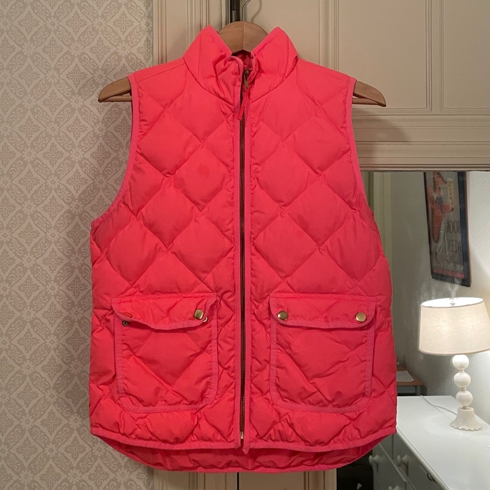 J.Crew neon pink/coral puffer vest